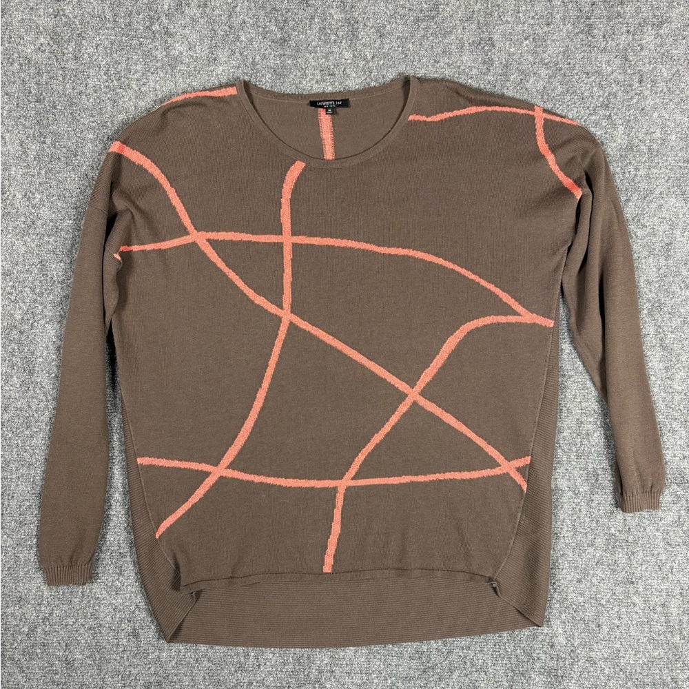 Lafayette 148 Brown Abstract Knit Sweater Size Medium